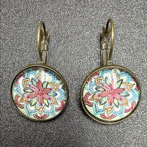 Bohemian Mandala Earrings with Bronze Accents